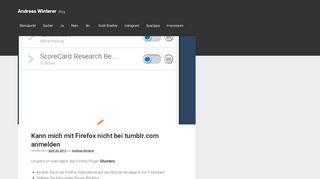 
                            9. Kann mich mit Firefox nicht bei TUMBLR tumblr.com anmelden ...