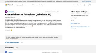 
                            9. Kann mich nicht Anmelden (Windows 10) - Microsoft Community