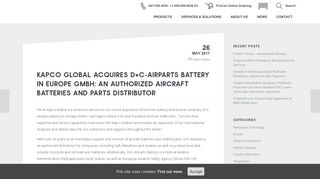 
                            7. Kapco Global Acquires D+C – Airparts Battery in Europe | Proponent