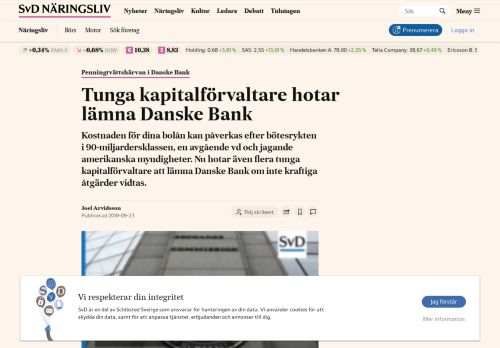 
                            11. Kapitalförvaltare hotar sluta handla i Danske Bank | SvD