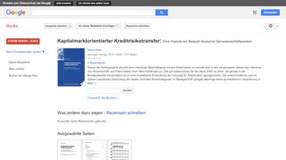 
                            12. Kapitalmarktorientierter Kreditrisikotransfer: Eine Analyse am ...