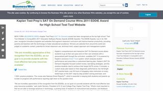 
                            6. Kaplan Test Prep's SAT On Demand Course Wins 2011 EDDIE Award ...