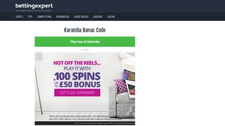 
                            12. Karamba Bonus Code: Earn up to £500 + 100 Extra Spins