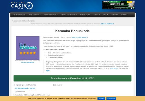 
                            5. Karamba bonuskode 2019 → 100 free spins + 2.000 kr. [anmeldelse]