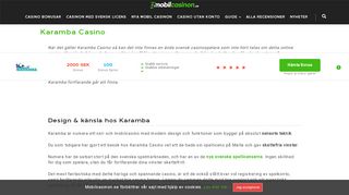 
                            5. Karamba Mobil Casino » Få 100 Spins + 100% Bonus