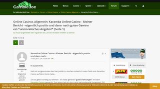 
                            6. Karamba Online Casino - kleiner Bericht - eigentlich positiv und ...