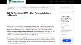 
                            12. KARHFW Recruitment 2019 | Driver Posts Apply Online at karhfw.gov.in
