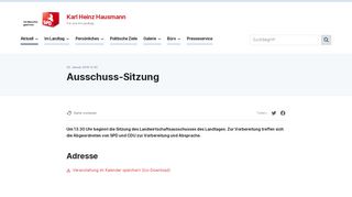 
                            9. Karl Heinz Hausmann (SPD) Für uns im Landtag. - Ausschuss-Sitzung