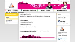 
                            8. Karlsruhe: Aktuelles Angebot für die Einstellung im Herbst 2019