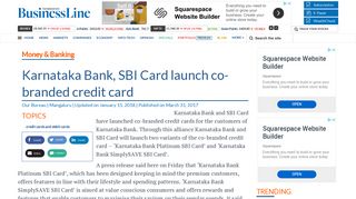
                            12. Karnataka Bank, SBI Card launch co-branded credit card - The Hindu ...