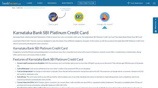 
                            7. Karnataka Bank SBI Platinum Credit Card - Check Features, Rewards ...