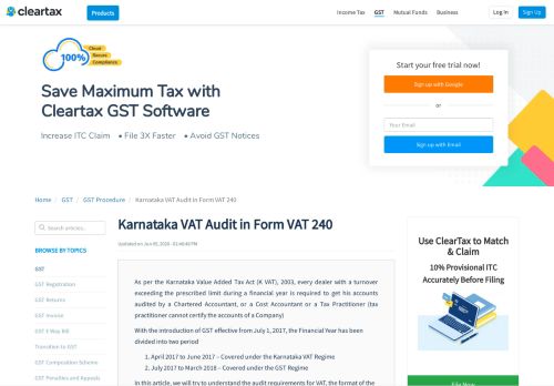 
                            8. Karnataka VAT Audit in Form VAT 240 - Applicability, Format ...