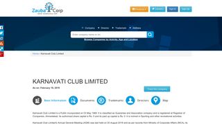 
                            10. KARNAVATI CLUB LIMITED - Company, directors and contact details ...