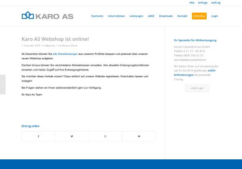 
                            13. Karo AS Webshop ist online! | KARO AS UMWELTSCHUTZ GMBH