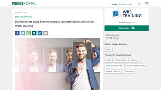 
                            8. ▷ Karrierestart statt Sommerpause: Weiterbildungsaktion bei WBS ...