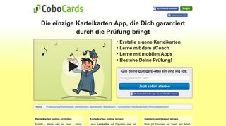 
                            2. Karteikarten online und mobil lernen. CoboCards