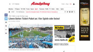 
                            9. Karten fürs Grünwalder Stadion: TSV 1860 bietet Tickets im ...