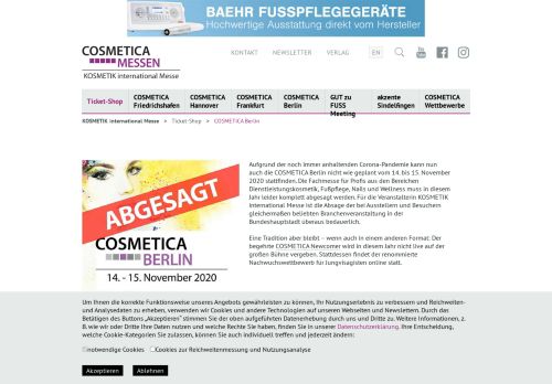 
                            11. Kartenvorverkauf für die Beauty Messe COSMETICA Stuttgart ...