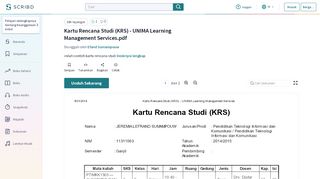 
                            6. Kartu Rencana Studi (KRS) - UNIMA Learning Management Services ...