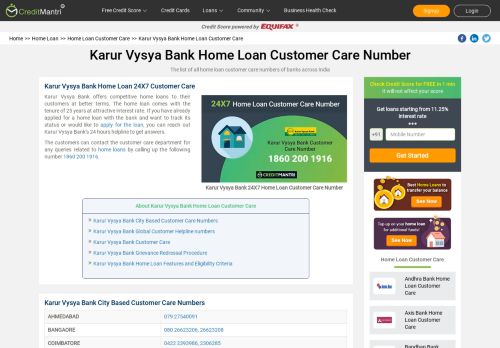 
                            9. Karur Vysya Bank Home Loan Customer Care Number: 24x7