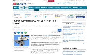 
                            8. Karur Vysya Bank Q2 net up 11% at Rs 84 crore - The Economic Times