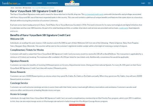 
                            7. Karur Vysya Bank SBI Signature Credit Card | SBI Credit Cards