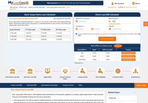 
                            7. Karur Vysya Home Loan EMI Calculator Feb 2019 - MyLoanCare