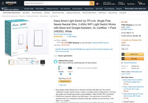 
                            7. Kasa Smart Light Switch by TP-Link - Needs Neutral Wire, WiFi Light ...