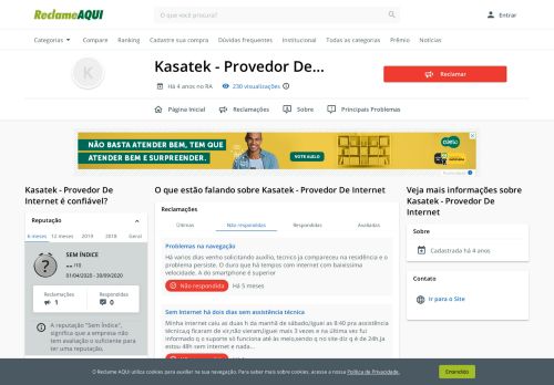 
                            2. Kasatek - Provedor De Internet - Reclame Aqui