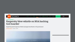 
                            13. Kaspersky blew whistle on NSA hacking tool hoarder | Ars Technica