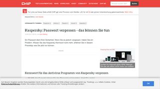 
                            5. Kaspersky: Passwort vergessen - das können Sie tun - CHIP