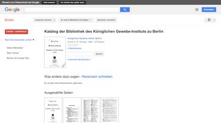 
                            8. Katalog der Bibliothek des Königlichen Gewebe-Instituts zu Berlin