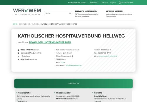 
                            9. Katholischer Hospitalverbund Hellweg Kliniken aus Unna in der ...