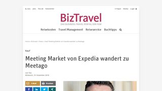 
                            12. Kauf: Meeting Market von Expedia wandert zu Meetago - fvw