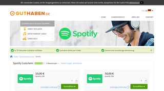 
                            6. Kaufen Sie Ihre Spotify Gutscheinkarte ab 10 EUR auf Guthaben.de