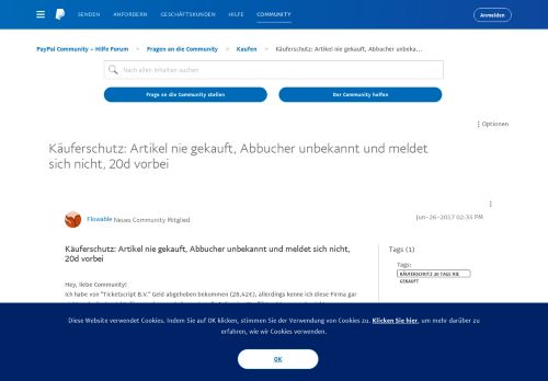 
                            12. Käuferschutz: Artikel nie gekauft, Abbucher unbeka... - PayPal ...