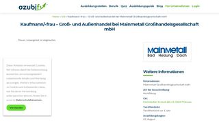 
                            4. Kaufmann/-frau - Groß- und Außenhandel bei Mainmetall ... - Azubify.de