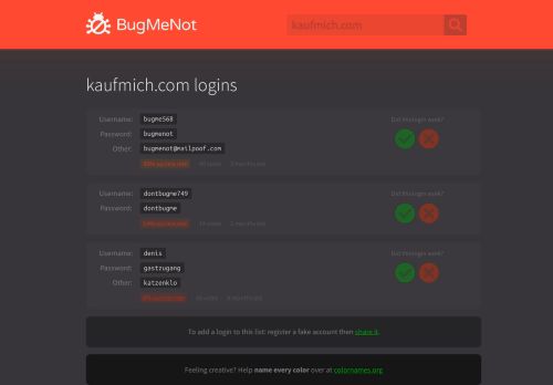 
                            12. kaufmich.com passwords - BugMeNot