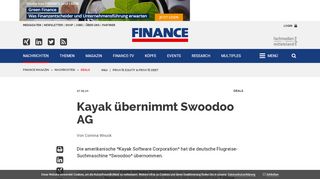 
                            7. Kayak übernimmt Swoodoo AG - FINANCE Magazin