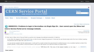 
                            7. KB0003321 - Problems to login in ServiceNow via Single Sign On ...