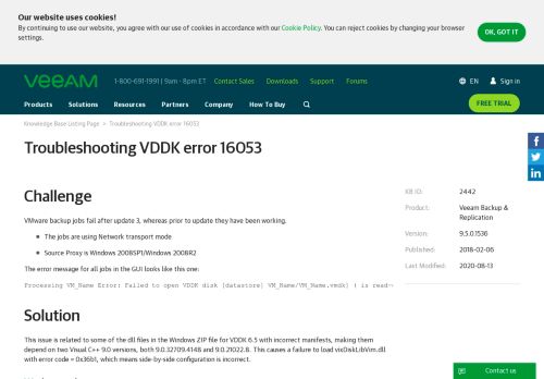 
                            10. KB2442: Troubleshooting VDDK error 16053 - Veeam