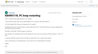 
                            1. KB4093118, PC keep restarting - Microsoft Community