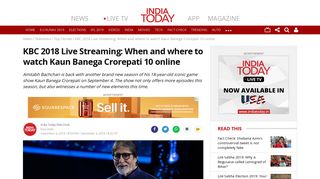 
                            10. KBC 2018 Live Streaming: When and where to watch Kaun Banega ...