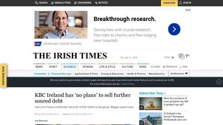 
                            9. KBC Ireland has 'no plans' to sell further soured debt - The Irish Times