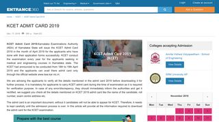 
                            7. KCET Admit Card 2019 - Download KCET Hall Ticket at kea.kar.nic.in