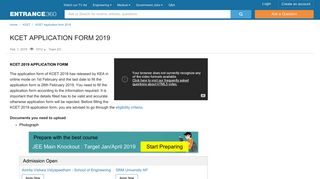 
                            8. KCET Application Form 2019 is Available: Apply before 28th Feb