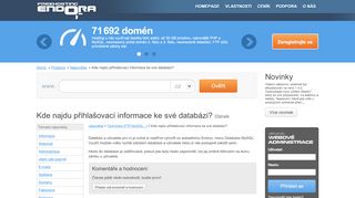 
                            8. Kde najdu přihlašovací informace ke své databázi?| Endora.cz