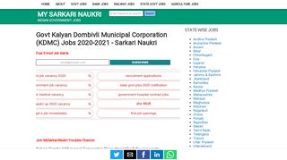 
                            10. KDMC Recruitment 2019-2020 kdmc.gov.in Jobs - My Sarkari Naukri