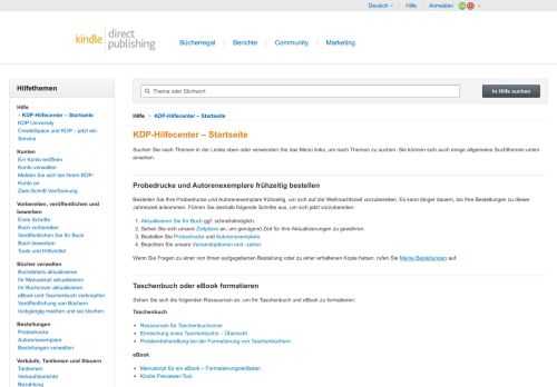 
                            3. KDP-Hilfecenter – Startseite | Amazon Kindle Direct Publishing