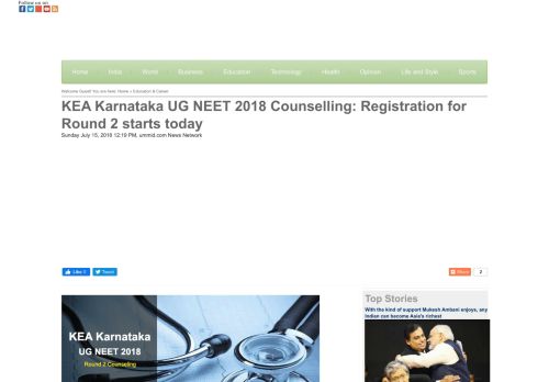 
                            11. KEA Karnataka UG NEET 2018 Counselling: Registration for Round 2 ...